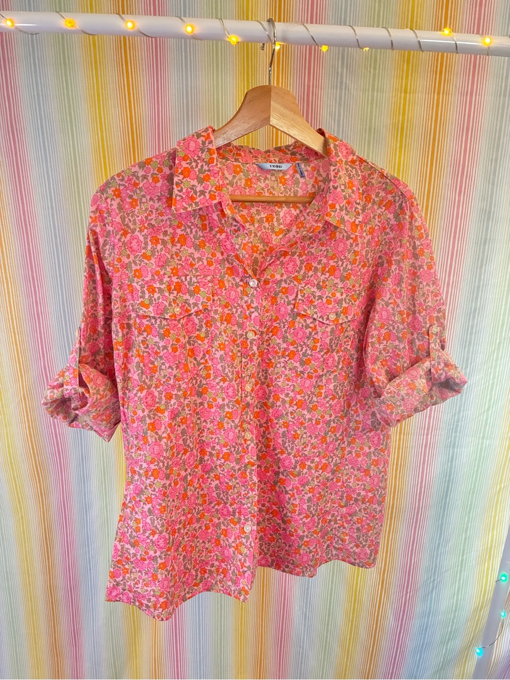 Izod Pink Floral Button-Down Shirt